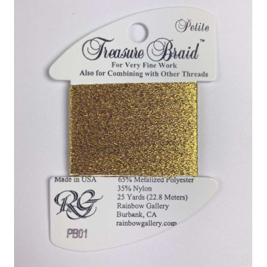 PB01 Metallized Thread Treasure Braid Petite Rainbow Gallery Bright Gold