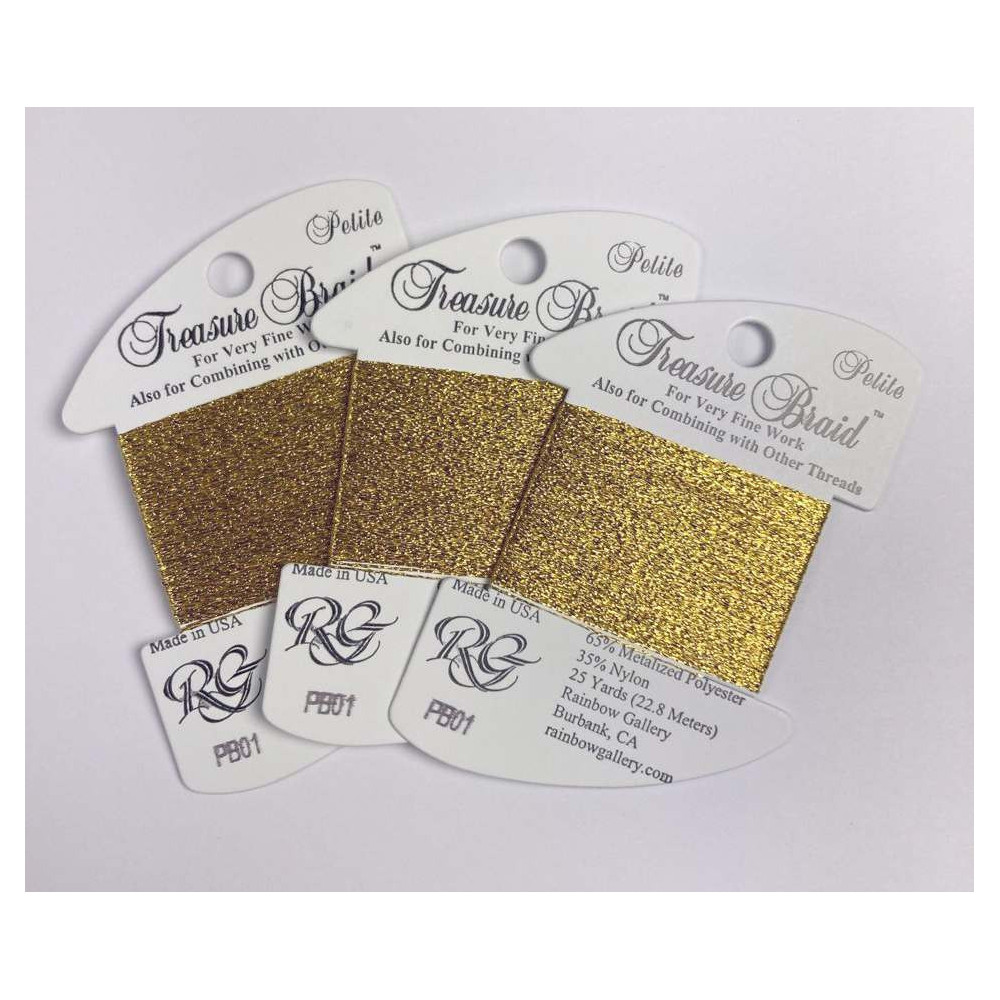 PB01 Нитка металлизированная Treasure Braid Petite Rainbow Gallery Bright Gold