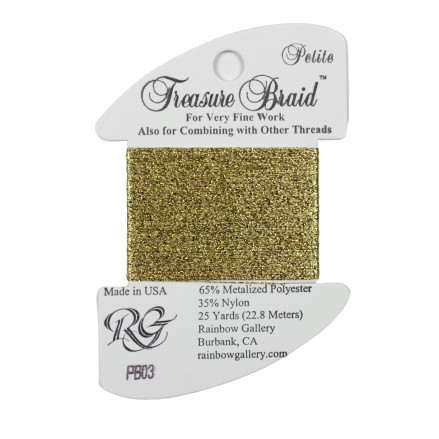 PB03 Metallized Thread Treasure Braid Petite Rainbow Gallery Gold