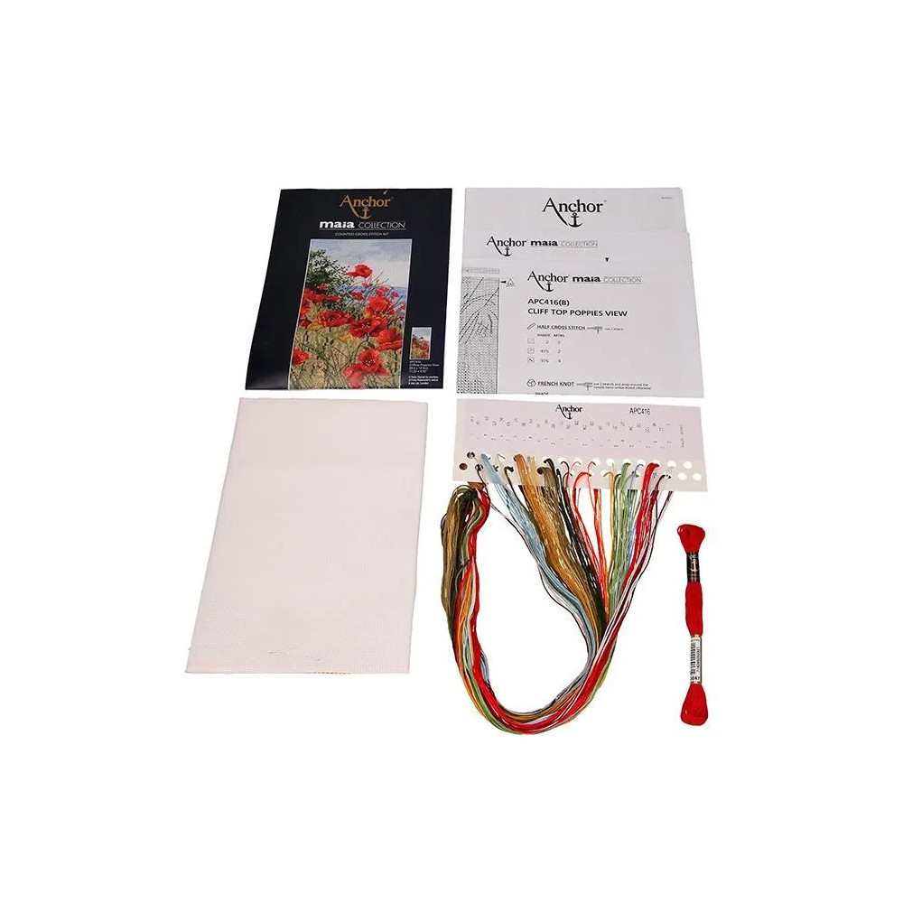 Anchor Maia Clifftop Poppies View Cross Stitch Kit APC416