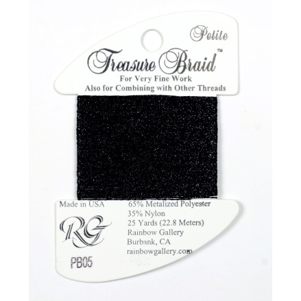 PB05 Metallized Thread Treasure Braid Petite Rainbow Gallery Black