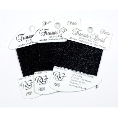 Нитка металізована Treasure Braid Petite Rainbow Gallery PB05,  Чорна