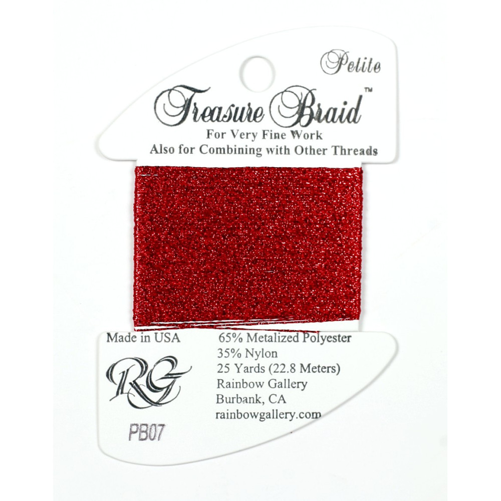 Нитка металізована Treasure Braid Petite Rainbow Gallery PB07, Червона Нитка металізована Treasure Braid Petite Rainbow Gallery PB07, Червона