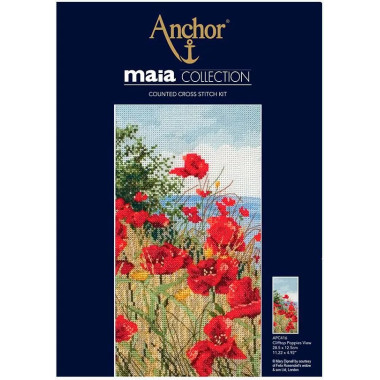 Набір для вишивання хрестиком Anchor Maia Clifftop Poppies View (Маки над морем) APC416