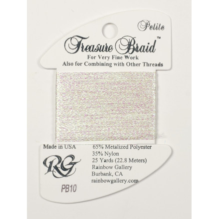 Нитка металізована Treasure Braid Petite Rainbow Gallery PB10, Біла Перлина