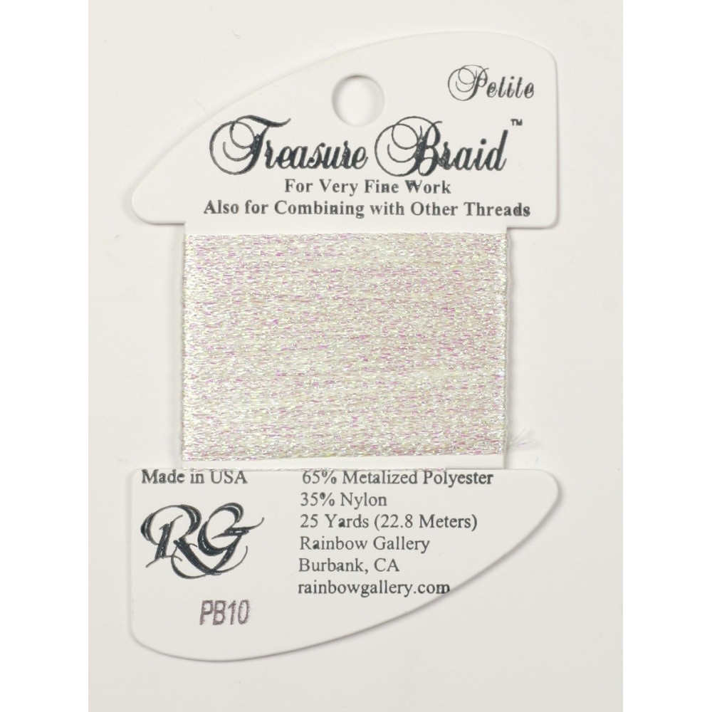 Нитка металізована Treasure Braid Petite Rainbow Gallery PB10, Біла Перлина Нитка металізована Treasure Braid Petite Rainbow Gallery PB10, Біла Перлина