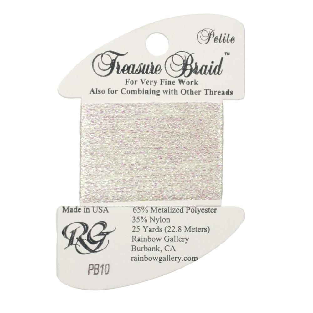 Нитка металізована Treasure Braid Petite Rainbow Gallery PB10, Біла Перлина