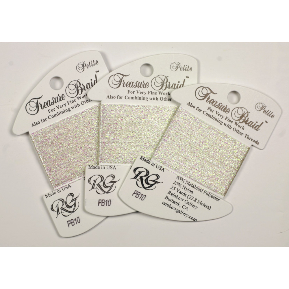 Нитка металізована Treasure Braid Petite Rainbow Gallery PB10, Біла Перлина