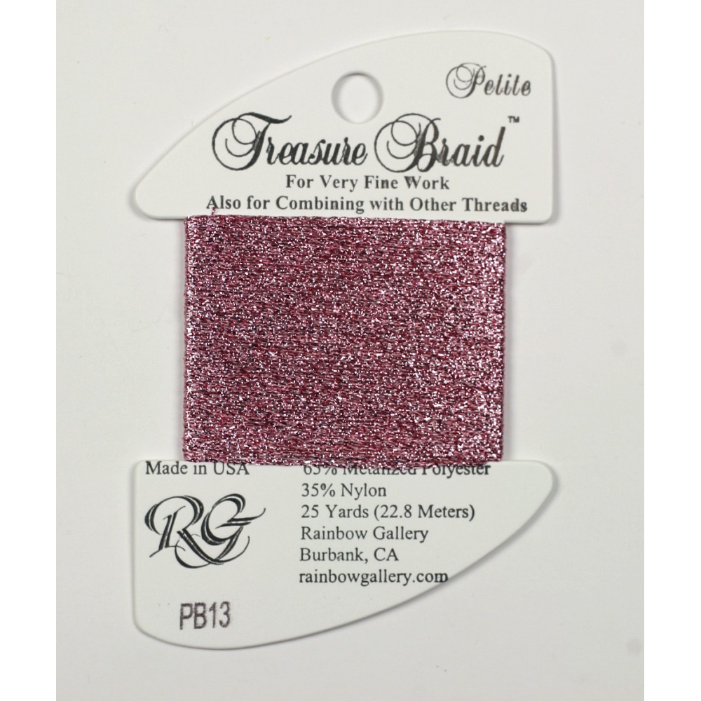 Нитка металізована Treasure Braid Petite Rainbow Gallery PB13, Рожева