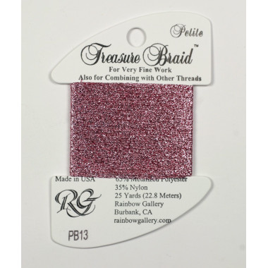 Нитка металізована Treasure Braid Petite Rainbow Gallery PB13, Рожева