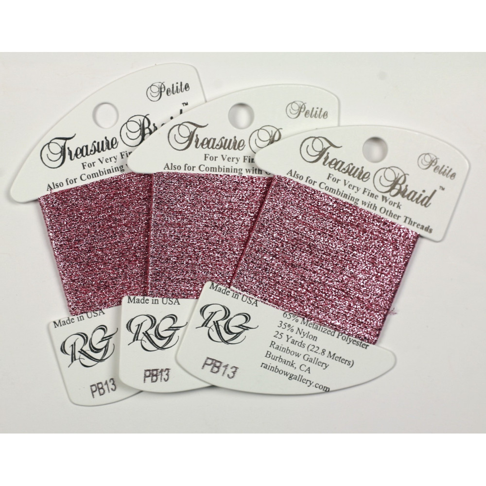 Нитка металізована Treasure Braid Petite Rainbow Gallery PB13, Рожева