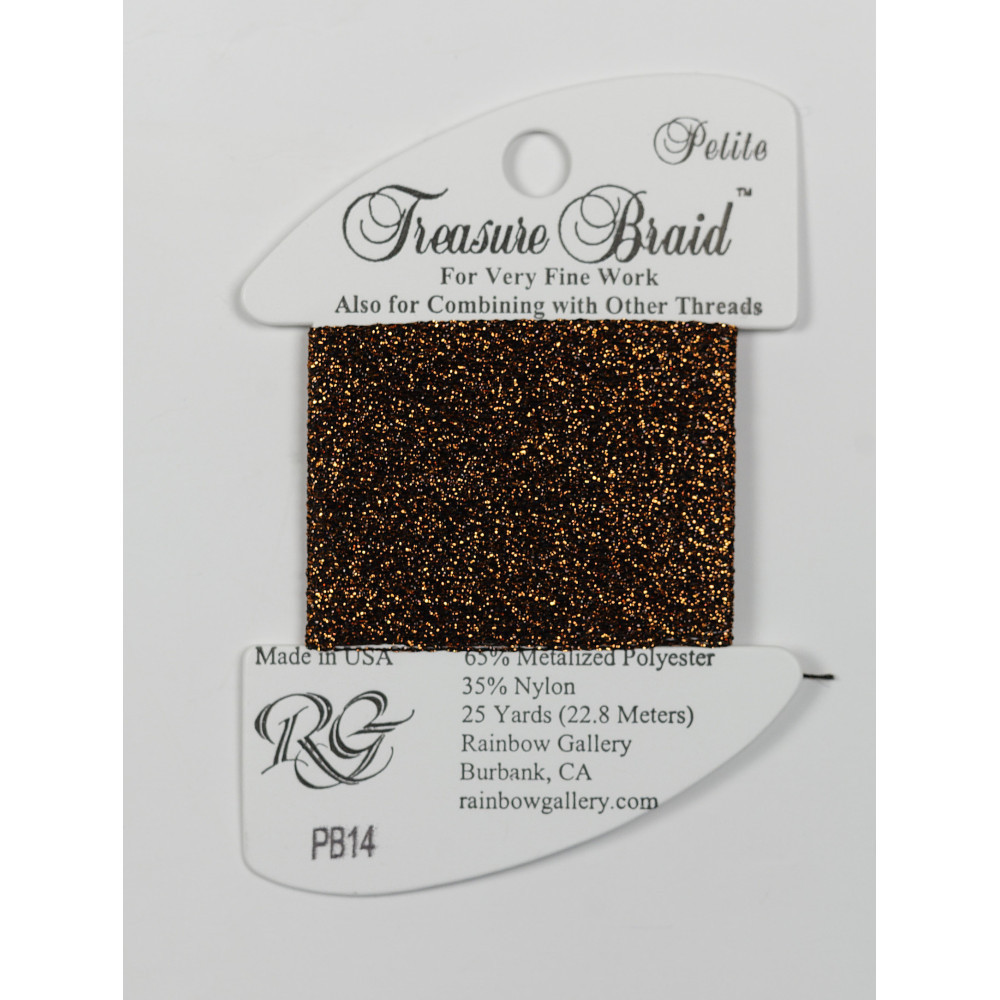 Нитка металізована Treasure Braid Petite Rainbow Gallery PB14, Бронзова