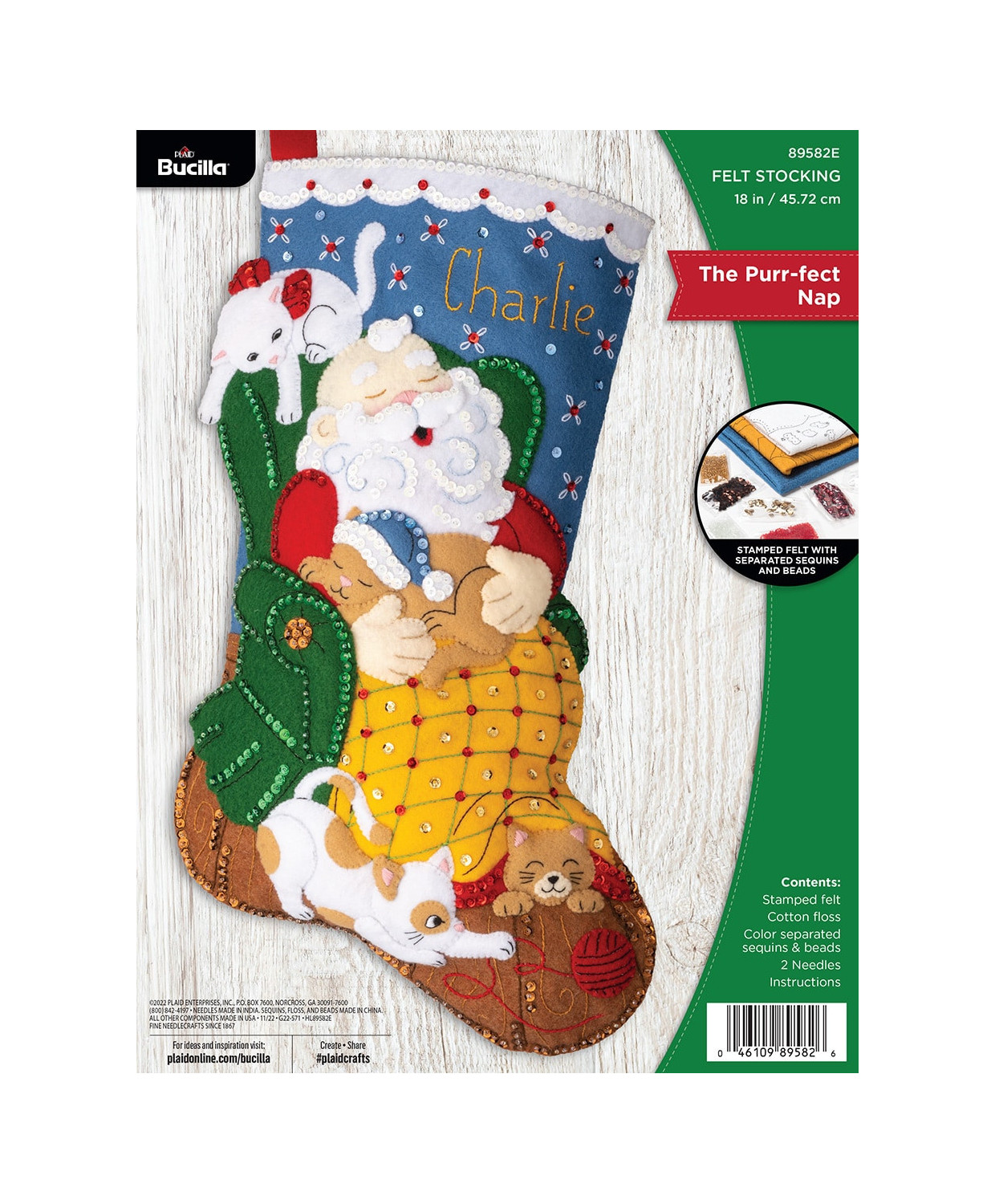 Bucilla ® Seasonal - Felt - Ornament Kits - The Purr-fect Nap - 89582E