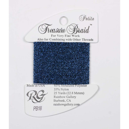 Нитка металізована Treasure Braid Petite Rainbow Gallery PB18, Опівнічно Синій