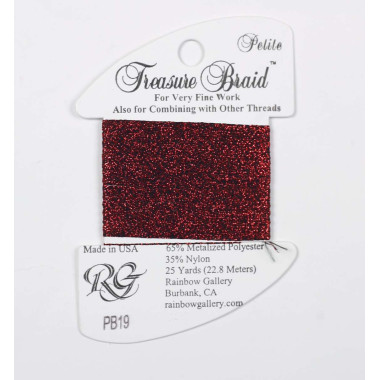 PB19 Metallized Thread Treasure Braid Petite Rainbow Gallery Dark Red