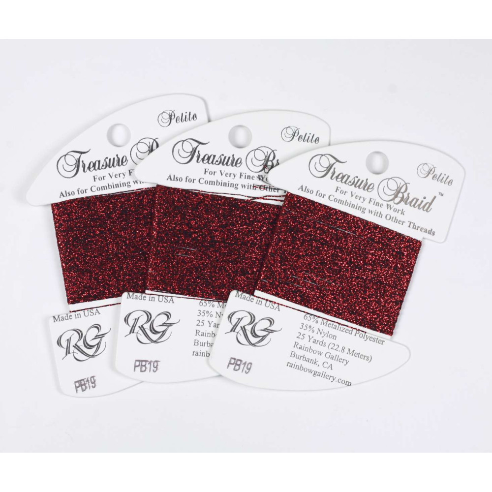 PB19 Metallized Thread Treasure Braid Petite Rainbow Gallery Dark Red