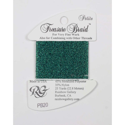 PB20 Metallized Thread Treasure Braid Petite Rainbow Gallery Dark Green