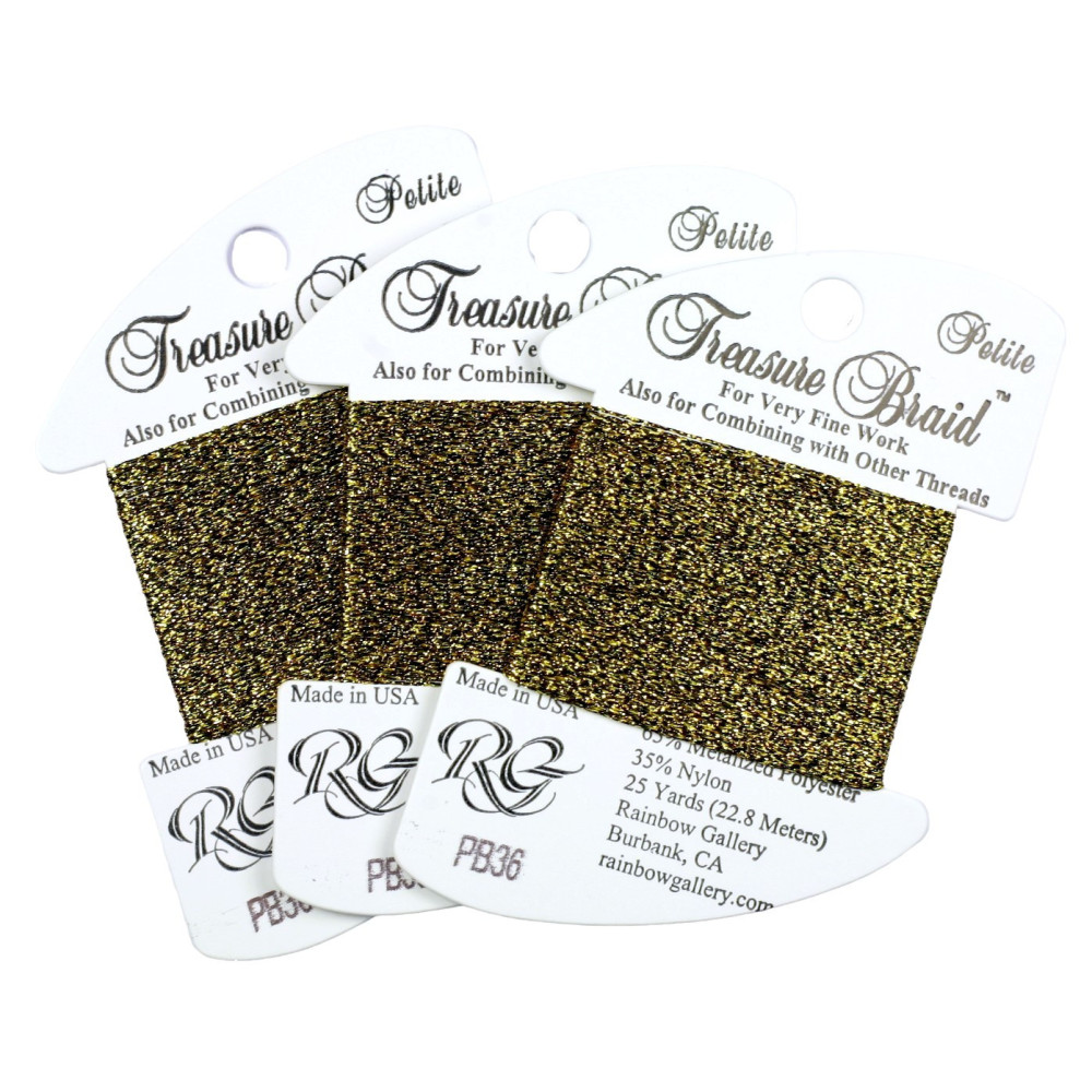 PB36 Нитка Treasure Braid Petite Rainbow Gallery Темное Античное золото