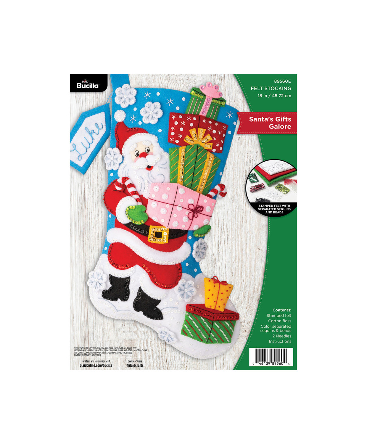 Набір для фетрової аплікації Bucilla ® Seasonal - Felt - Stocking Kits - Santa's Gift Galore - 89560E