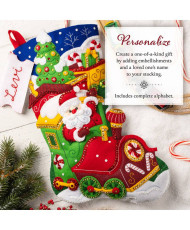 Набор для фетровой аппликации Bucilla ® Seasonal - Felt - Stocking Kits - Santa`s Peppermint Express - 89611E