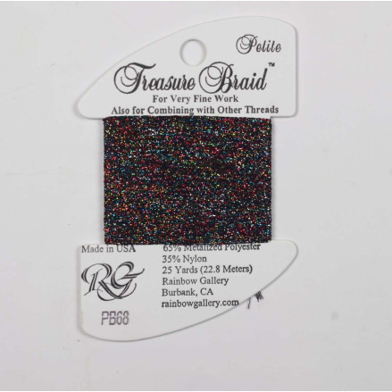PB68 Metallized Thread Treasure Braid Petite Rainbow Gallery Black Opal