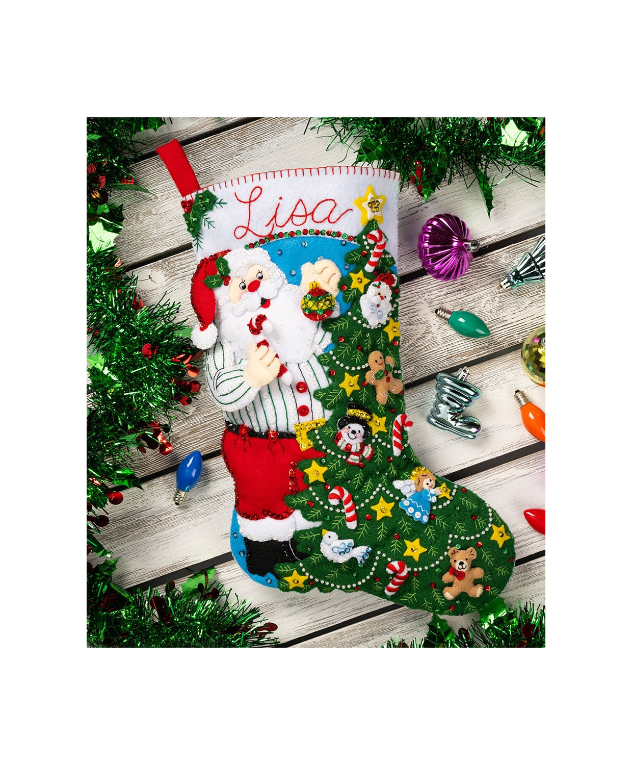 Набір для фетрової аплікації Bucilla ® Seasonal - Felt - Stocking Kits - Trimming the Tree Santa - 89564E