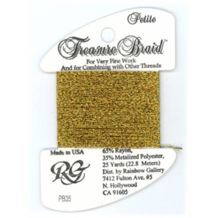Нитка металізована Treasure Braid Petite Rainbow Gallery PB35, Античне Золото