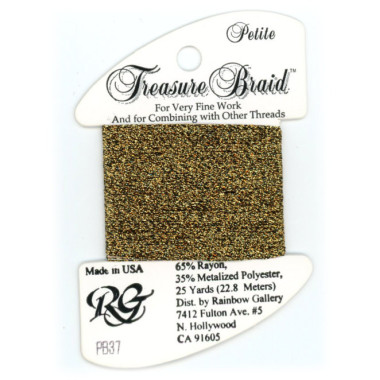 Нитка металізована Treasure Braid Petite Rainbow Gallery PB37, Dark Antique Gold