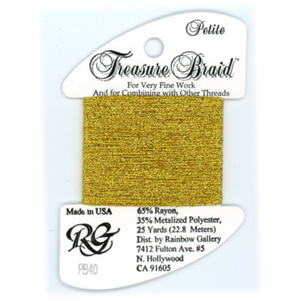 PB40 Metallized Thread Treasure Braid Petite Rainbow Gallery Egyptian Gold