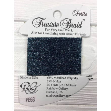 PB63 Metallized Thread Treasure Braid Petite Rainbow Gallery Deep Mignight Blue