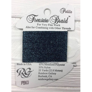 PB63 Нитка Treasure Braid Petite Rainbow Gallery Глубокая полуночная сине