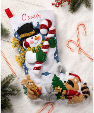 Набір для фетрової аплікації - Felt - Stocking Kits - Candy Cane Snowman - 89563E