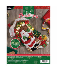 Набір для фетрової аплікації - Felt - Stocking Kits - Santa is Here with Lights - 86893