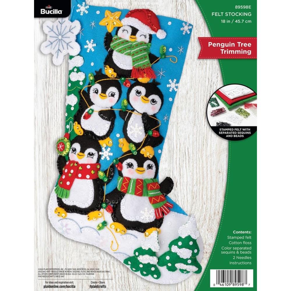 Bucilla ® Seasonal - Felt - Stocking Kits - Penguin Tree Trimming - 89598 Bucilla ® Seasonal - Felt - Stocking Kits - Penguin Tree Trimming - 89598