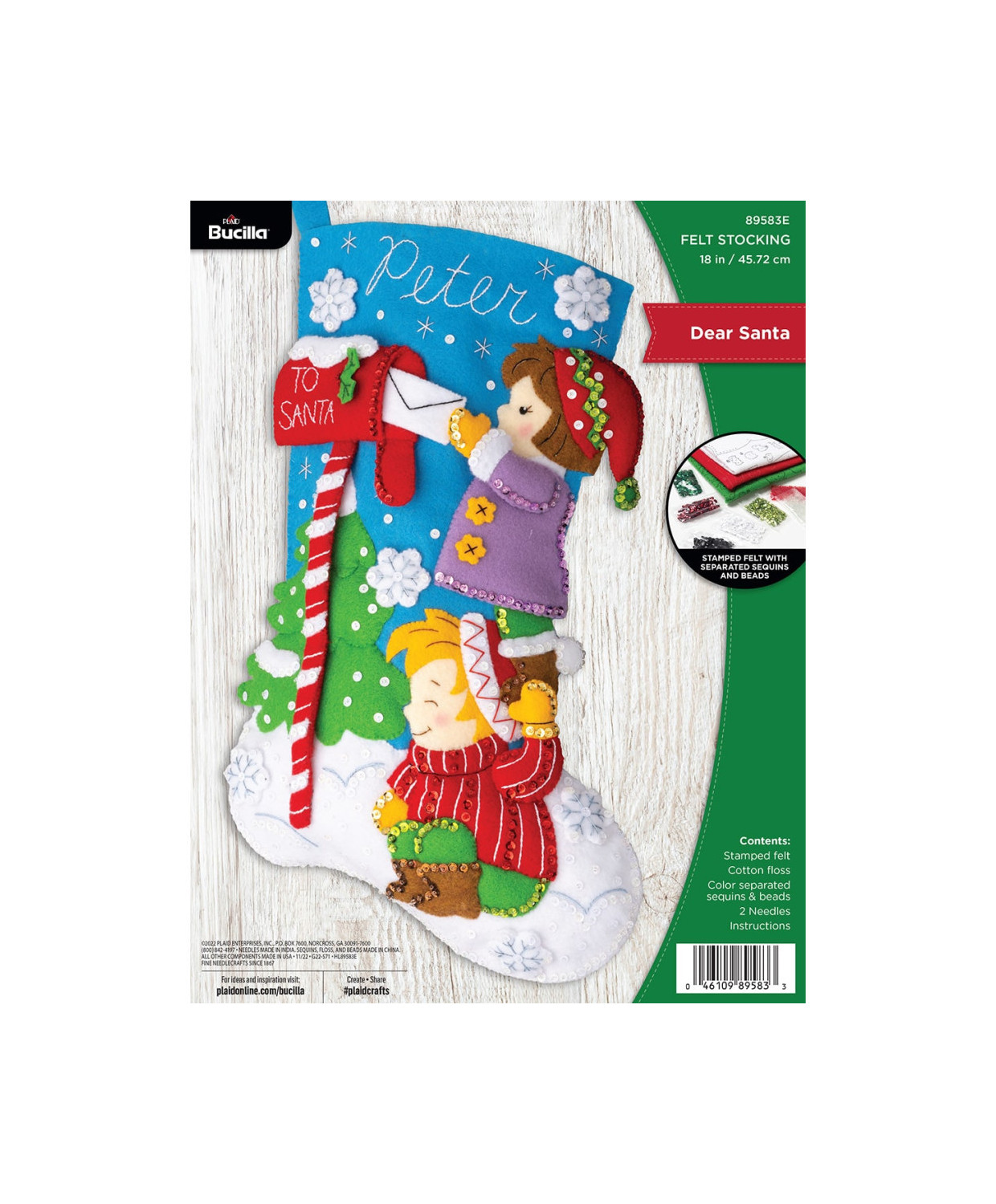 Набір для фетрової аплікації Bucilla - Stocking Kits - Dear Santa - 89583E