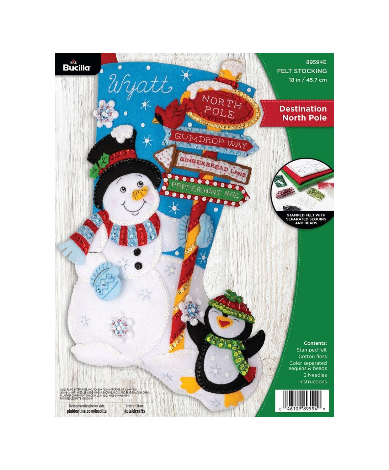 Набір для фетрової аплікації Bucilla ® Seasonal - Felt - Stocking Kits - Destination North Pole - 89594E