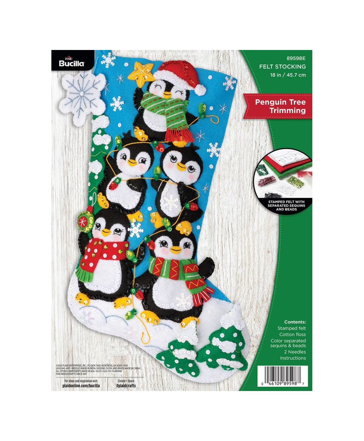 Bucilla ® Seasonal - Felt - Stocking Kits - Penguin Tree Trimming - 89598E