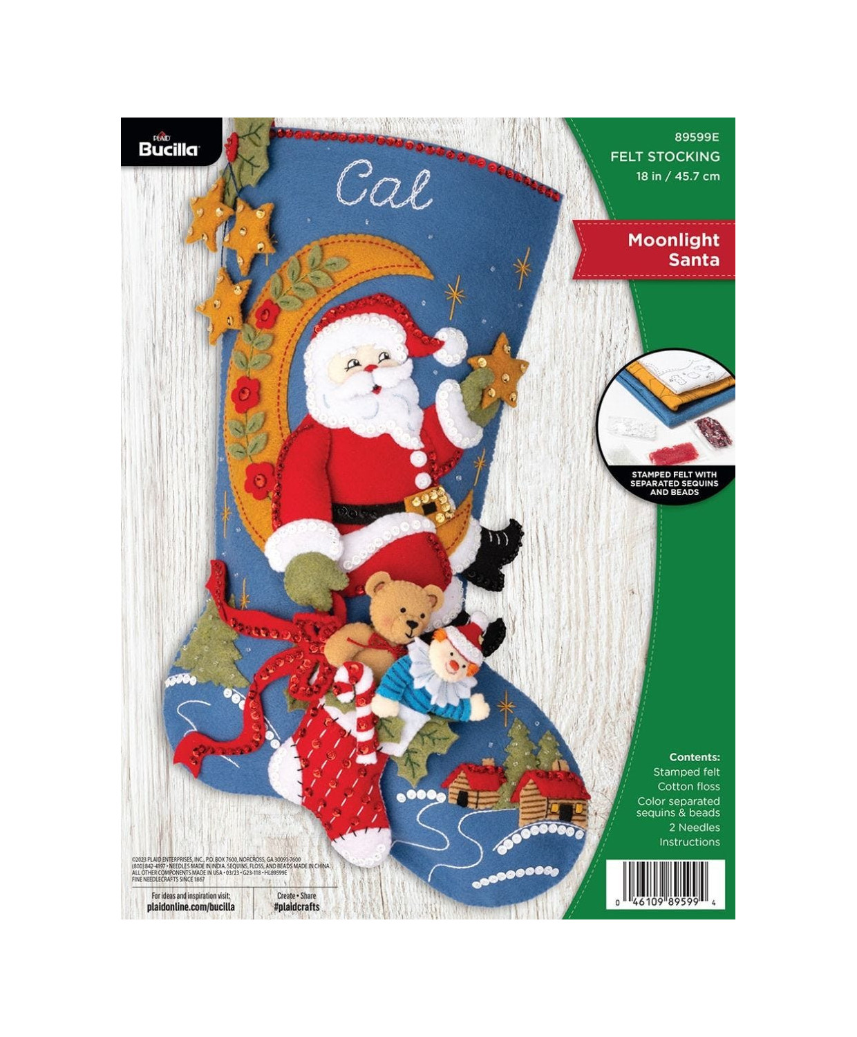 Набір для фетрової аплікації Bucilla - Felt - Stocking Kits - Moonlight Santa - 89599E