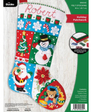 Набір для фетрової аплікації Bucilla  Seasonal - Felt - Stocking Kits - Holiday Patchwork - 89604E