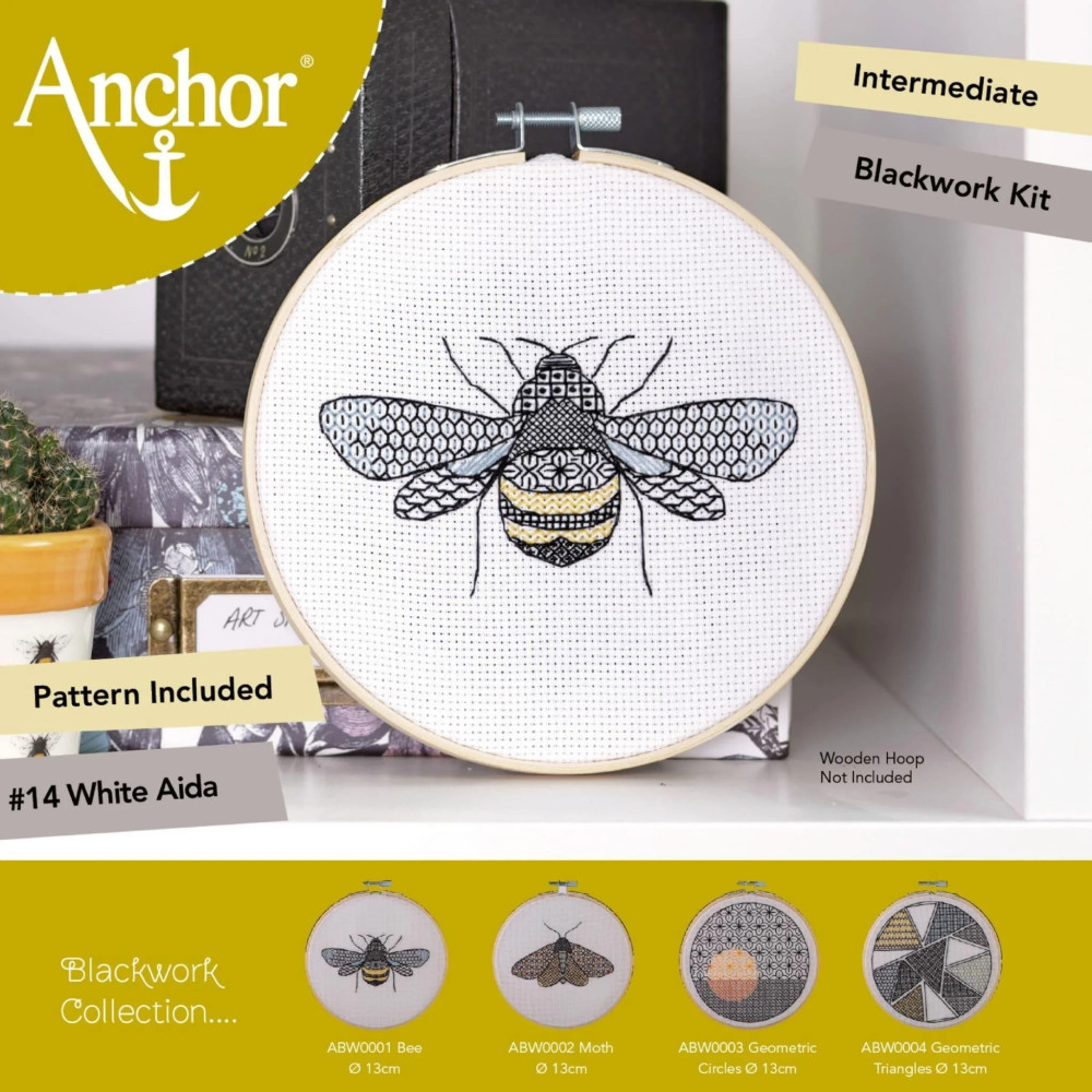 Набір для вишивання в техніці блекворк Anchor Blackwork Bee (Бджілка) ABW0001