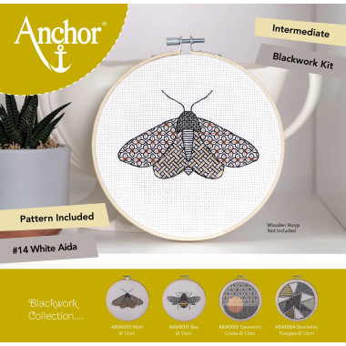 Anchor Blackwork Moth Embroidery Kit ABW0002