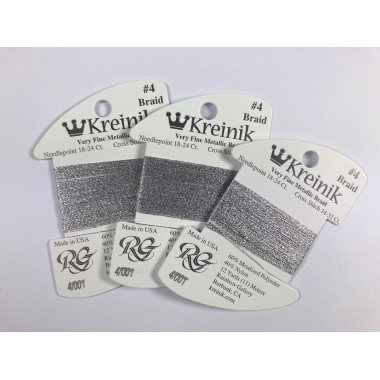 001 Silver, Kreinik Very Fine №4 Braid