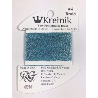 014 Небесно блакитний, Kreinik Very Fine №4 Braid ( Rainbow Gallery)