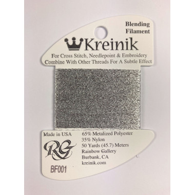 001 Silver, Kreinik Blending Filament (Rainbow Gallery)