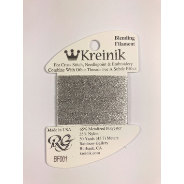 001 Silver, Kreinik Blending Filament (Rainbow Gallery)