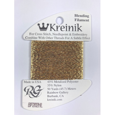 202HL Aztec Gold High Lustre, Kreinik Blending Filament (Rainbow Gallery)