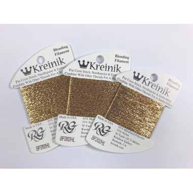 202HL Aztec Gold High Lustre, Kreinik Blending Filament (Rainbow Gallery)