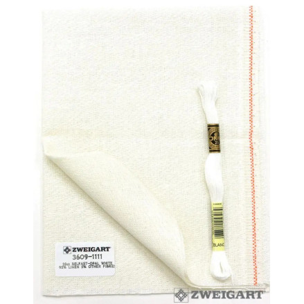 Ткань равномерная 32 ct Belfast Linen Zweigart 3609/1111 белая с радужным металликом