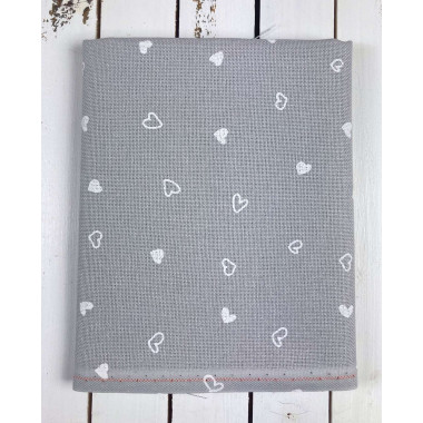 Evenweave Fabric 32ct. Murano Petit Coeur Zweigart 3984/7409, Grey Printed Hearts