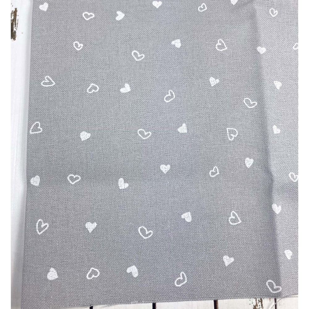 Evenweave Fabric 32ct. Murano Petit Coeur Zweigart 3984/7409, Grey Printed Hearts